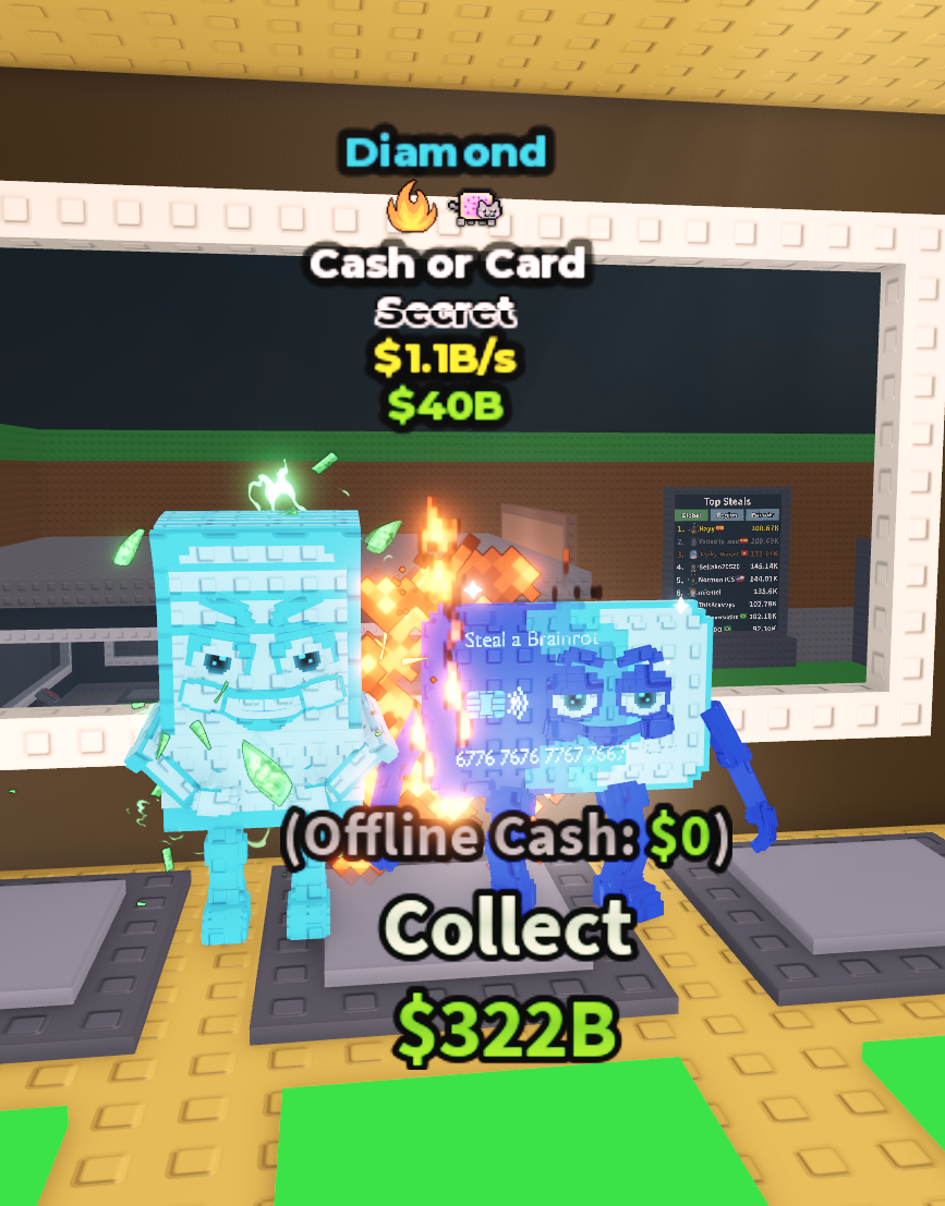 1.1B/s Diamond Cash or Card
